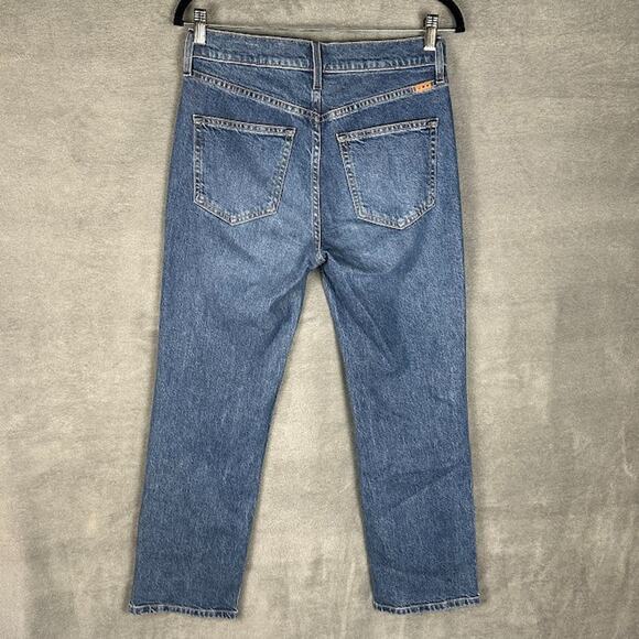 AYR Jeans Womens 28S Blue The Lala Straight Stretch Denim Medium Wash Mid Rise - Picture 5 of 13